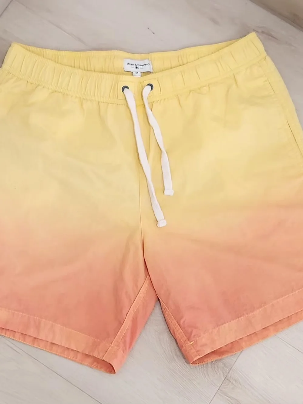 Modern Amusement Yellow to Orange Ombre Drawstring Athletic Shorts